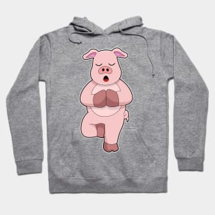 Pig at Yoga on a Leg Hoodie